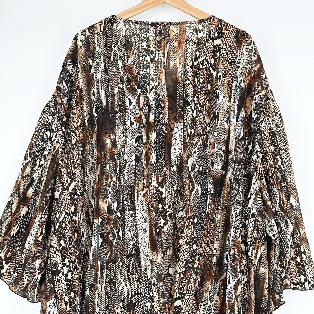 Catherines Womens Patchwork Animal Print Top 5X Asymmetrical Beaded Tunic Artsy - Picture 7 of 8